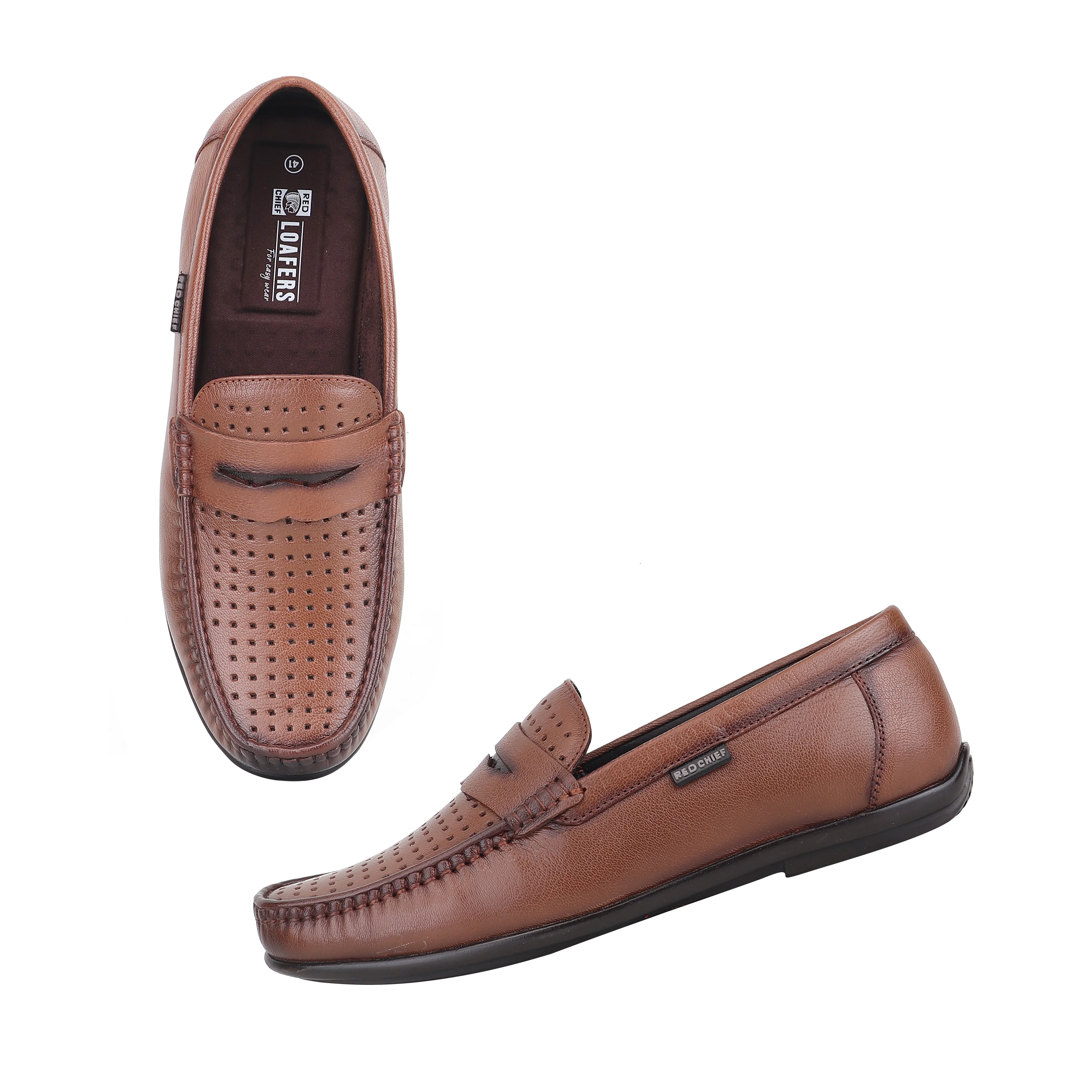 Red Chief Tan Formal Loafer Shoes for Men RC4040 006 - Image 3