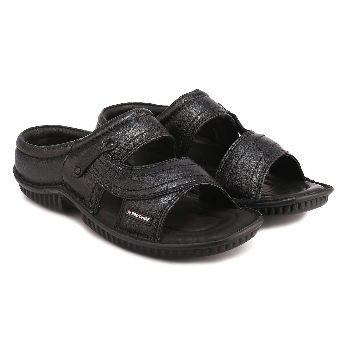 Red Chief Black Slipper for Men RC248N 001 - Image 4