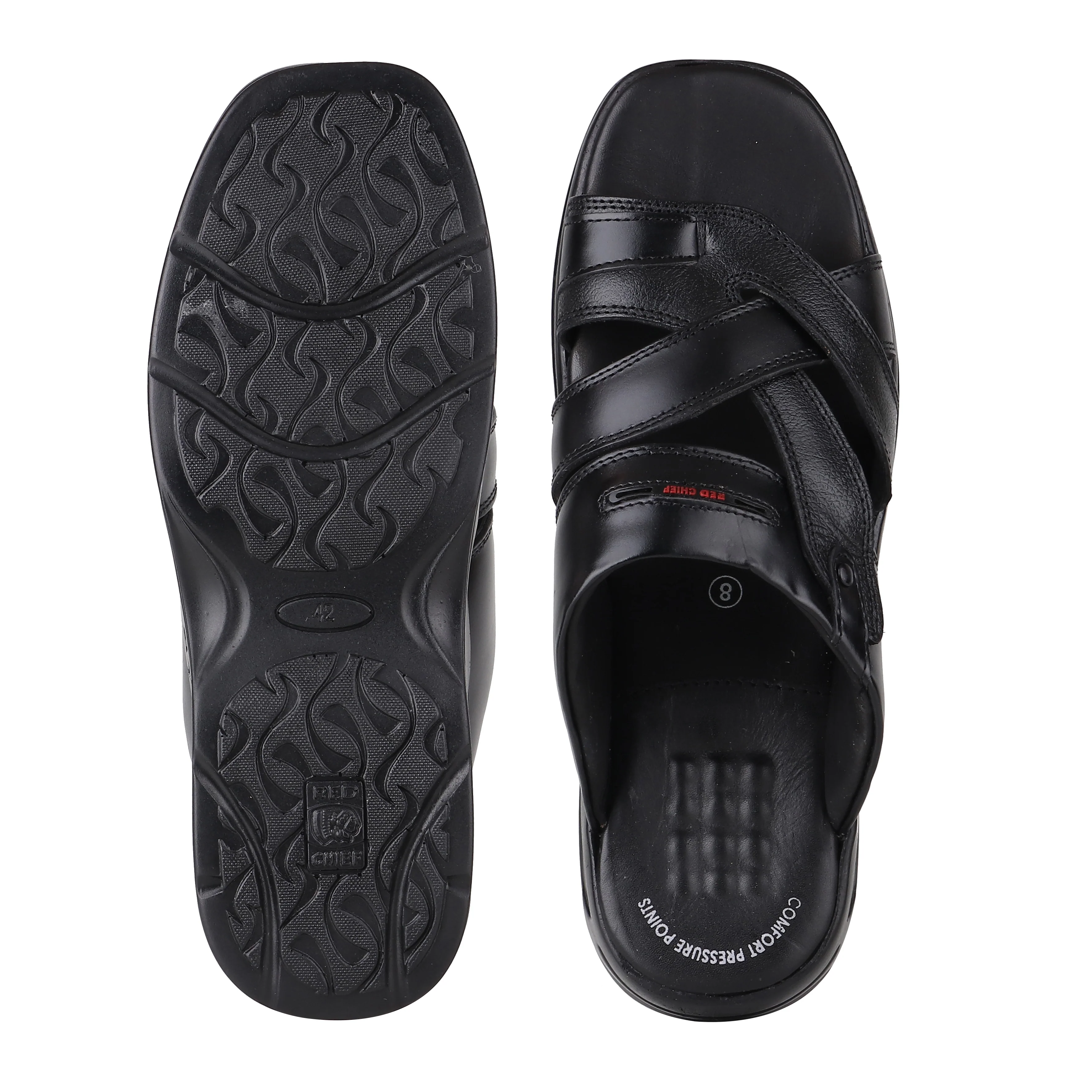 Red Chief Black Slipper for Men RC593 001 - Image 8