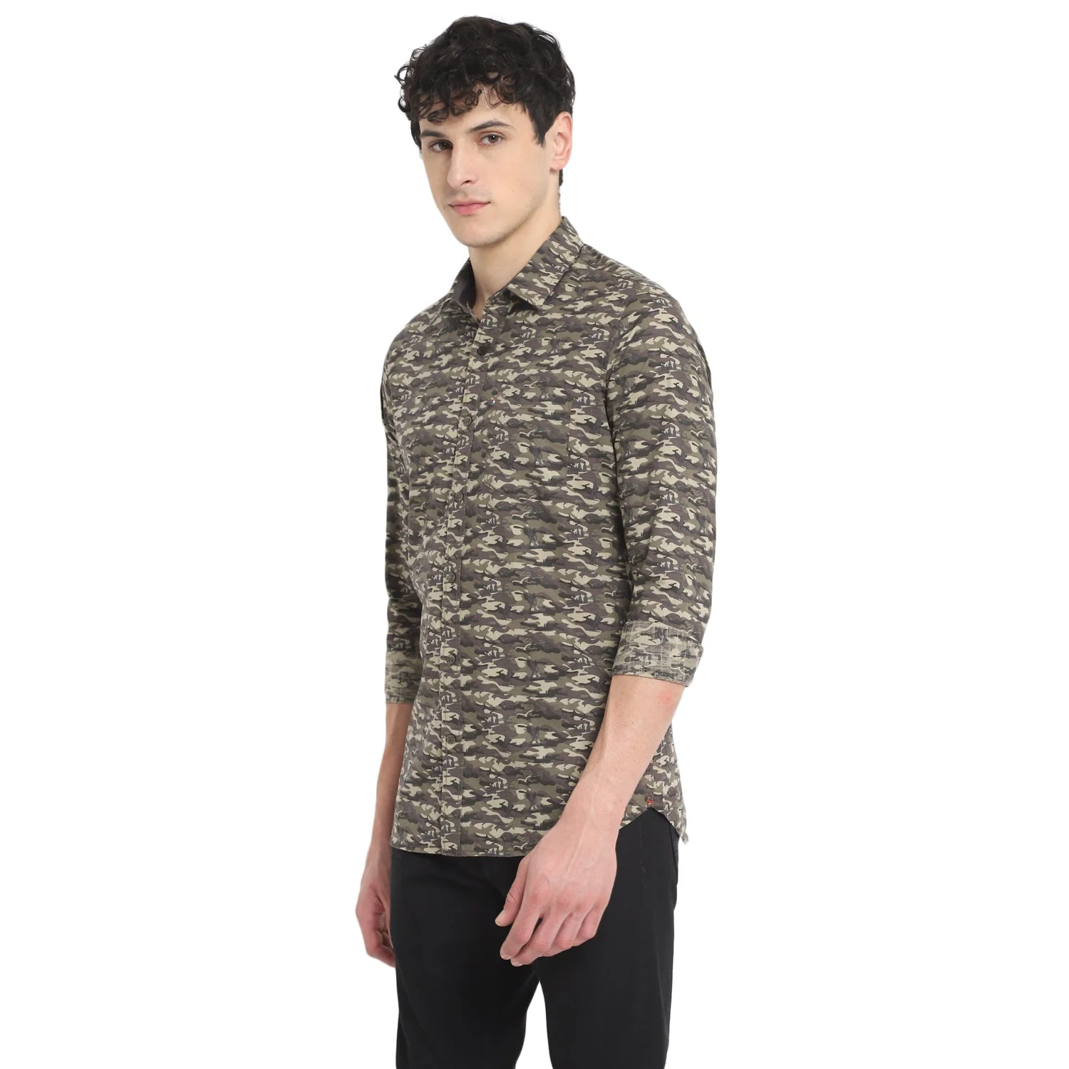 Red Chief Olive Casual Shirt for Men 8110642 124 - Image 5