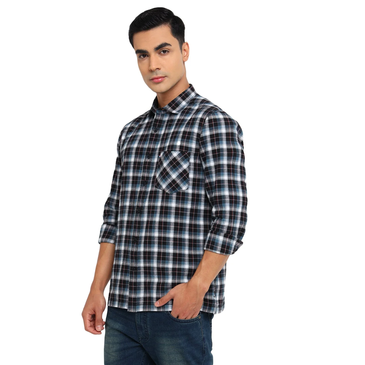 Red Chief Blue/White/Black Casual Shirt for Men 8110655 G00117 - Image 5