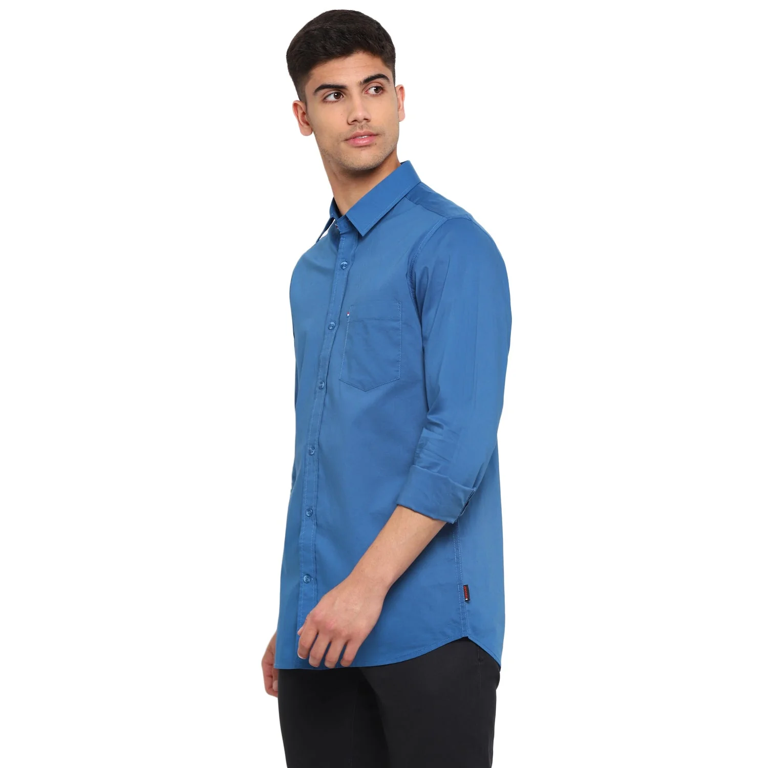 Red Chief Blue Solid Casual Shirt for Men O-8110069 002 - Image 5
