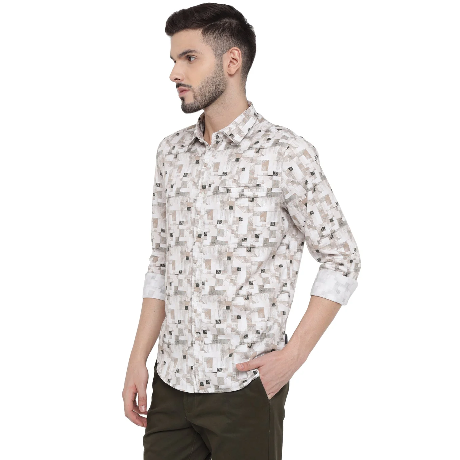 Red Chief Peach/White Casual Shirt for Men O-8110084 G0054 - Image 10