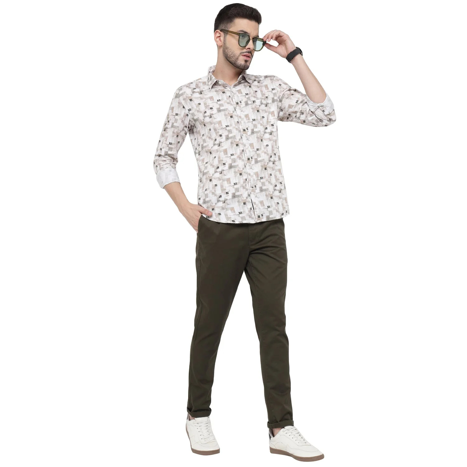Red Chief Peach/White Casual Shirt for Men O-8110084 G0054 - Image 7