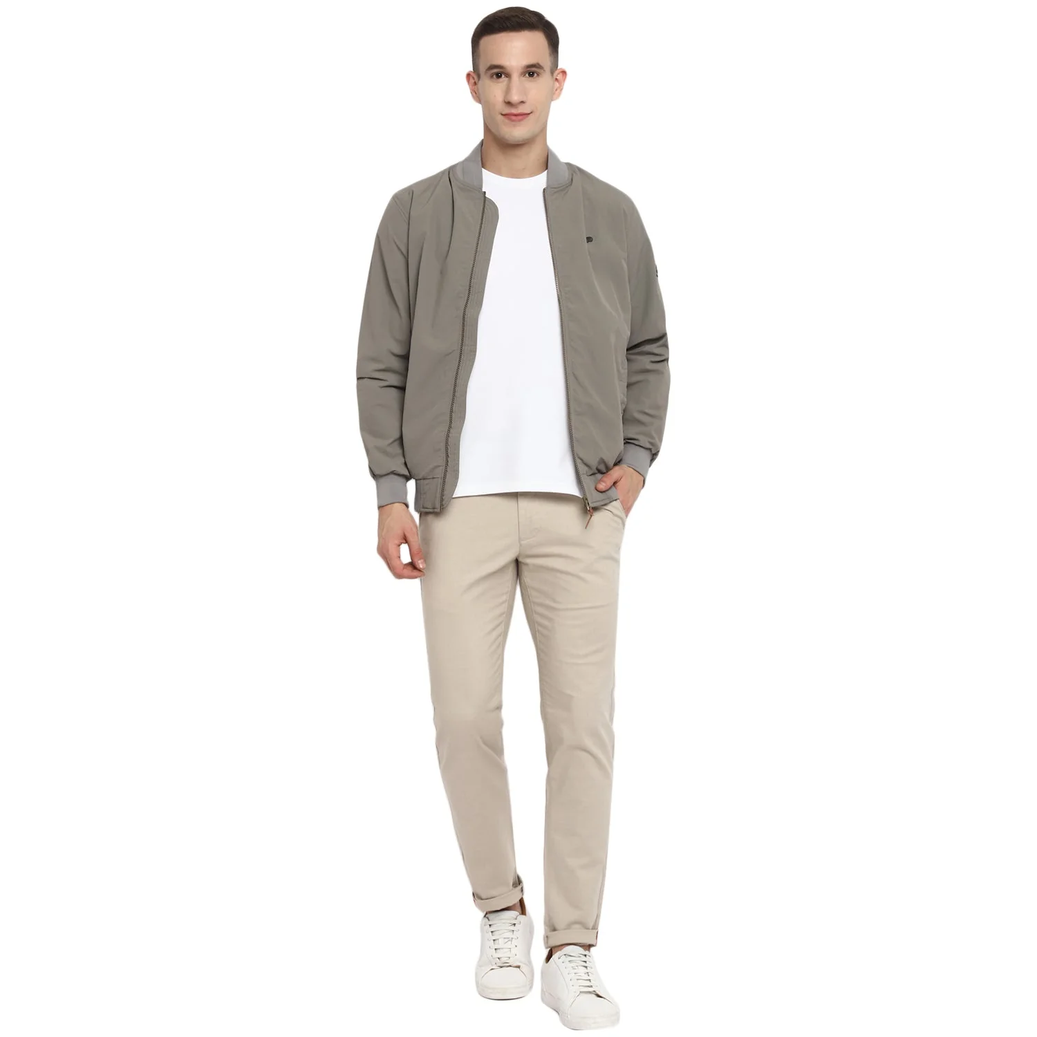 Red Chief Light Gray Solid Jacket for Men 8310168 012 - Image 3