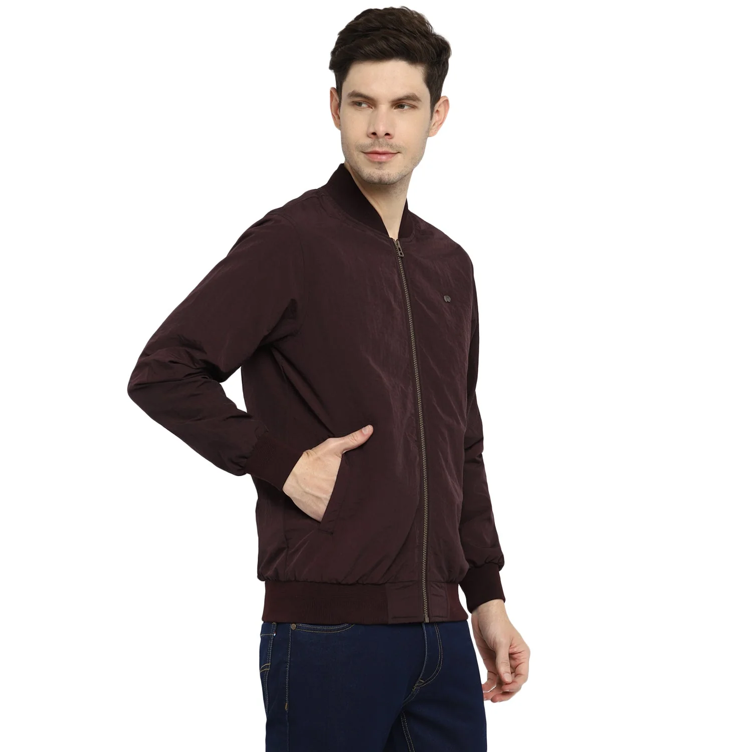 Red Chief Maroon Solid Jacket for Men 8310168 376 - Image 5