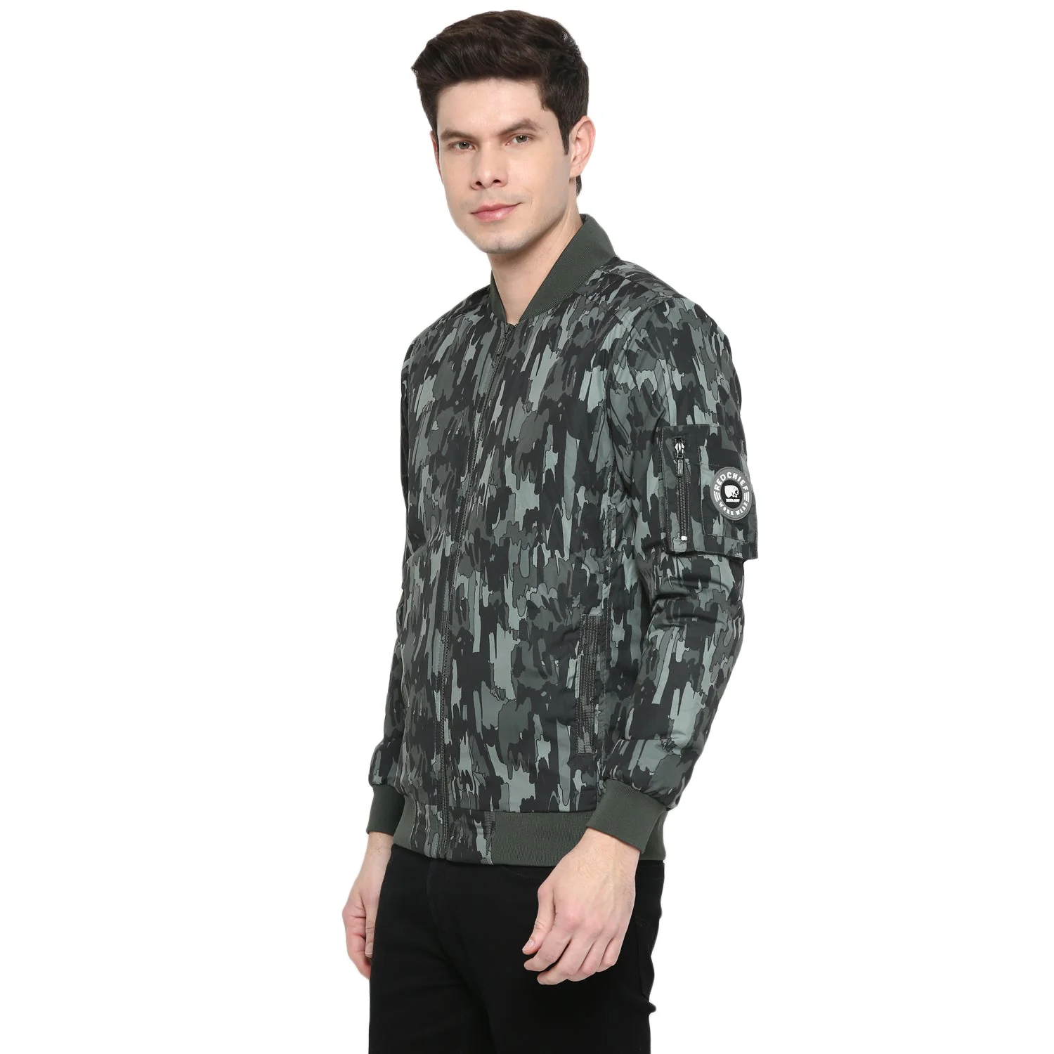 Red Chief Olive Printed Jacket for Men O8310011 124 - Image 5
