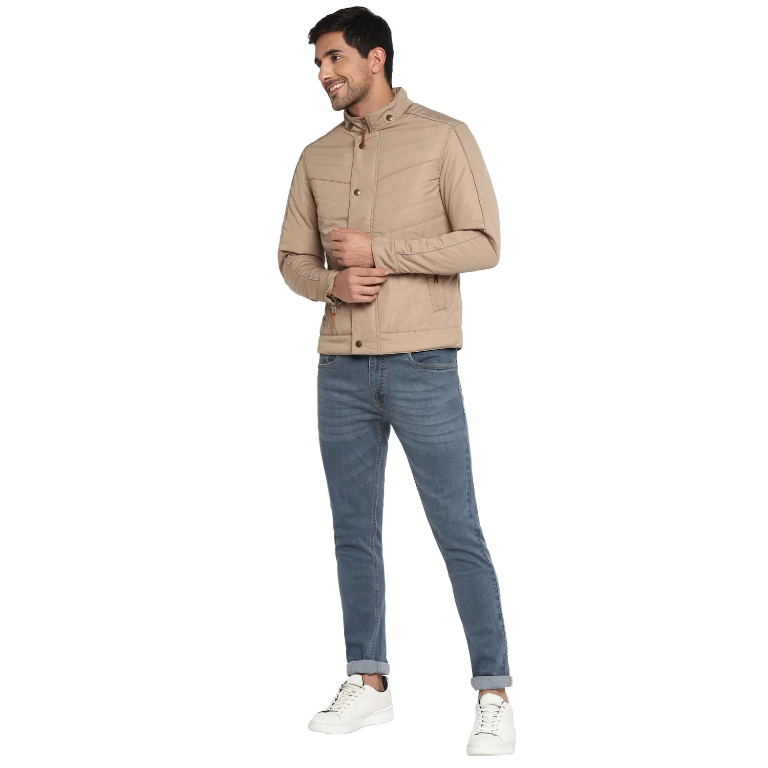 Red Chief Beige Solid Jacket for Men O8310040 026 - Image 2