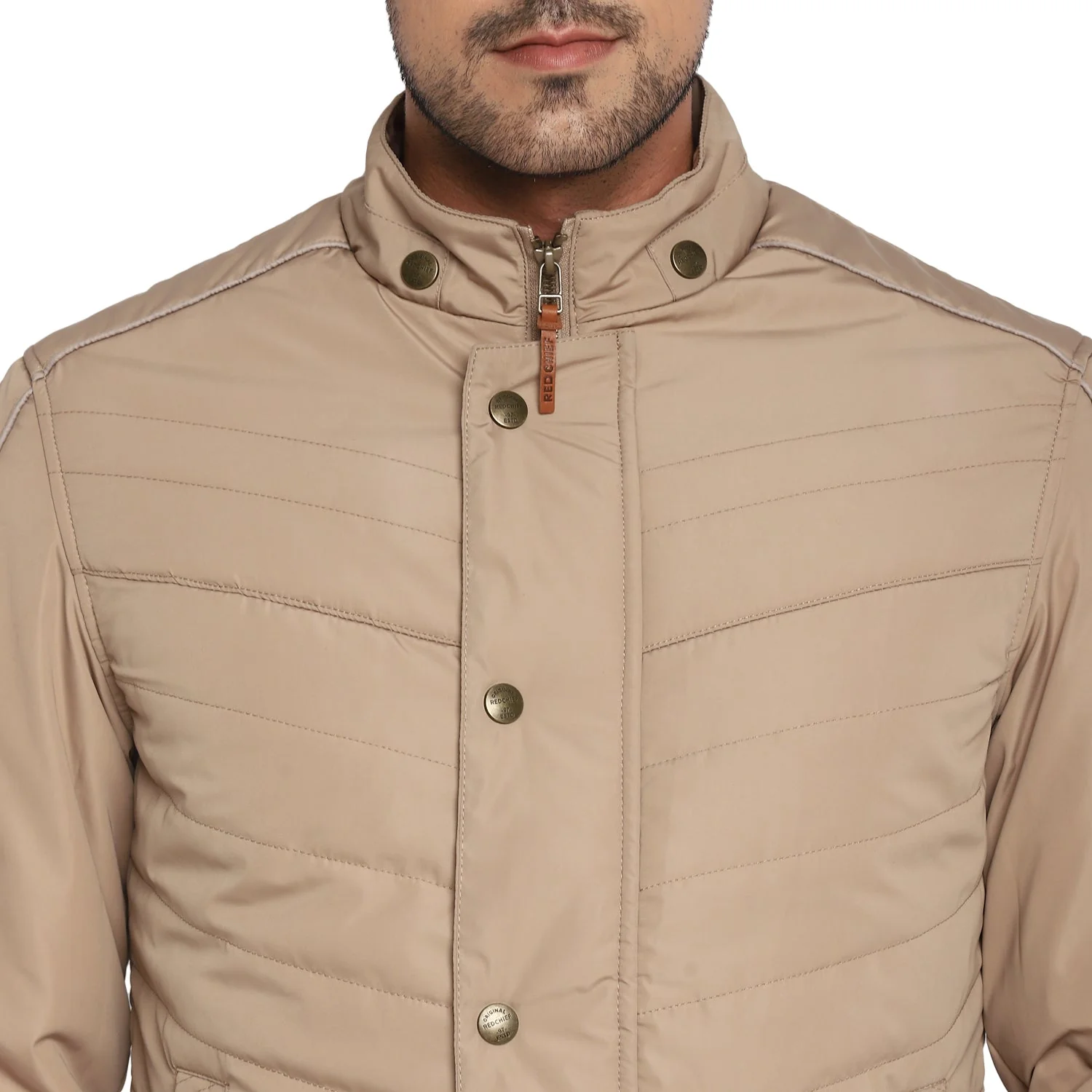 Red Chief Beige Solid Jacket for Men O8310040 026 - Image 7