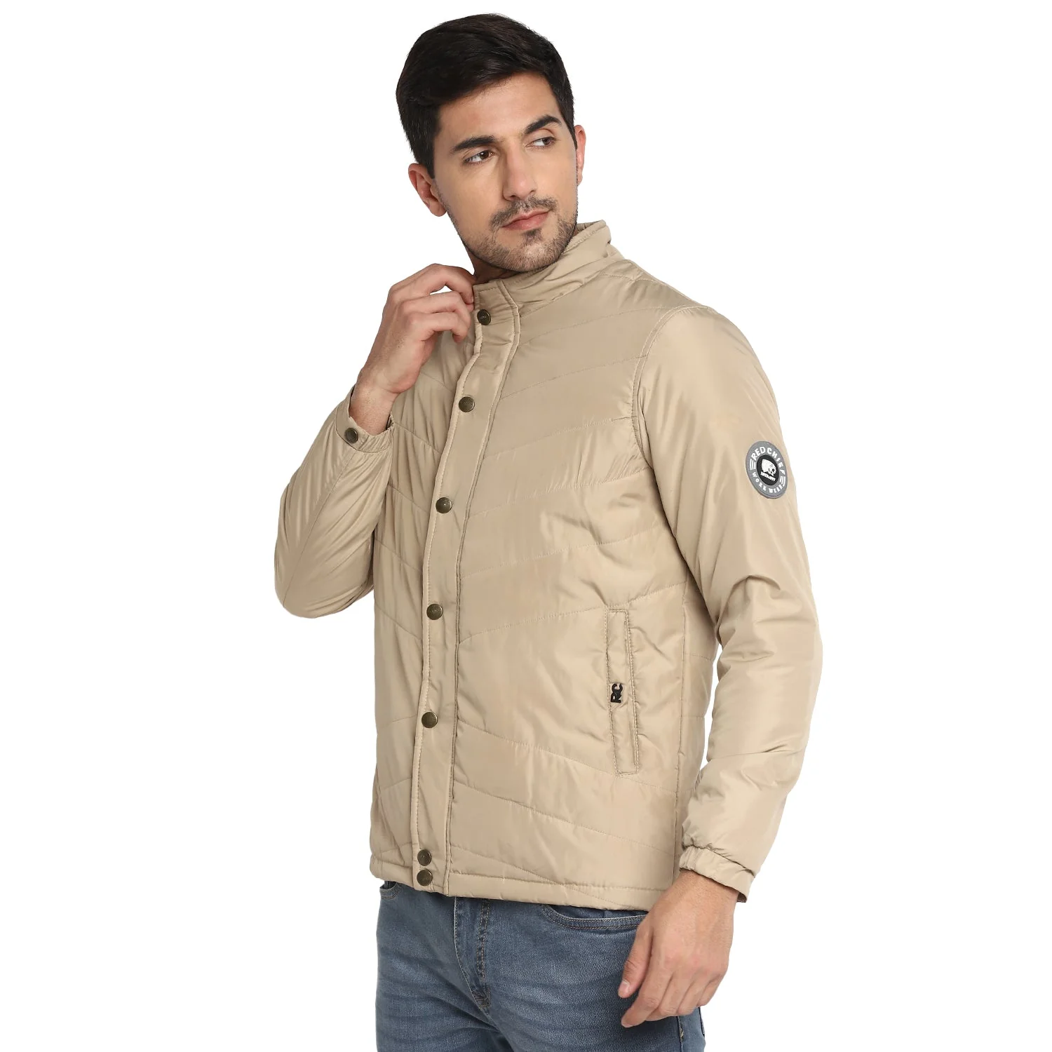 Red Chief Beige Solid Jacket for Men O8310041 026 - Image 5