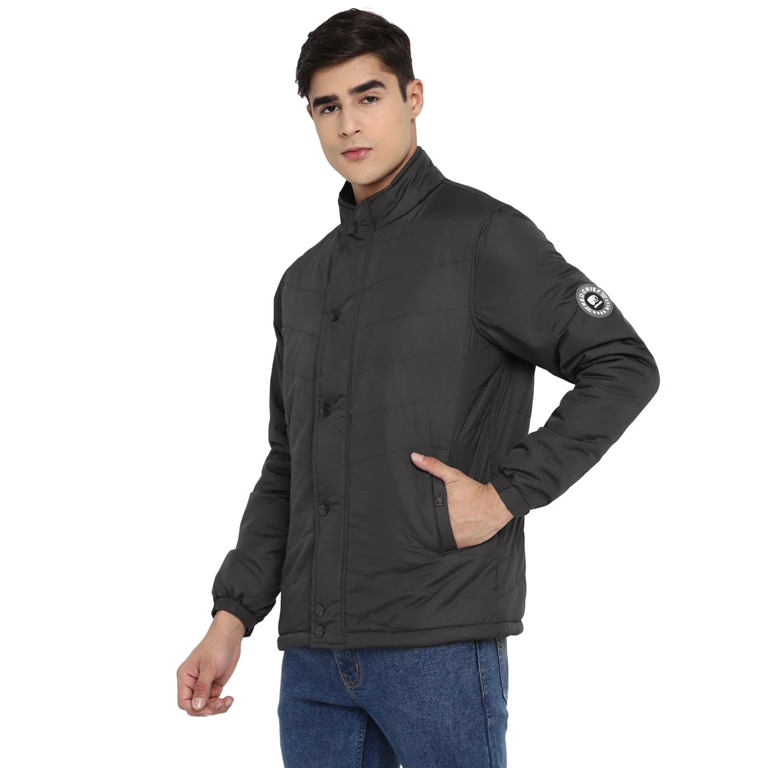 Red Chief Dark Gray Solid Jacket for Men O8310041 F801 - Image 5