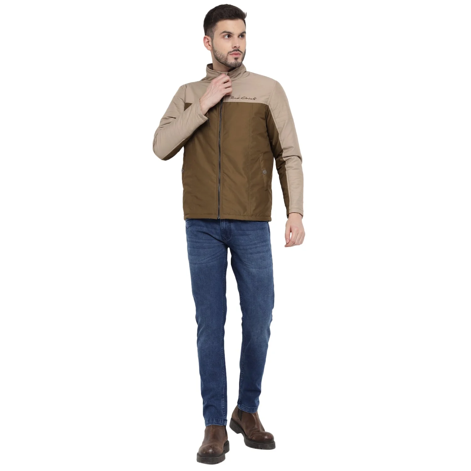 Red Chief Brown/Beige Jacket for Men O8310058 073 - Image 3