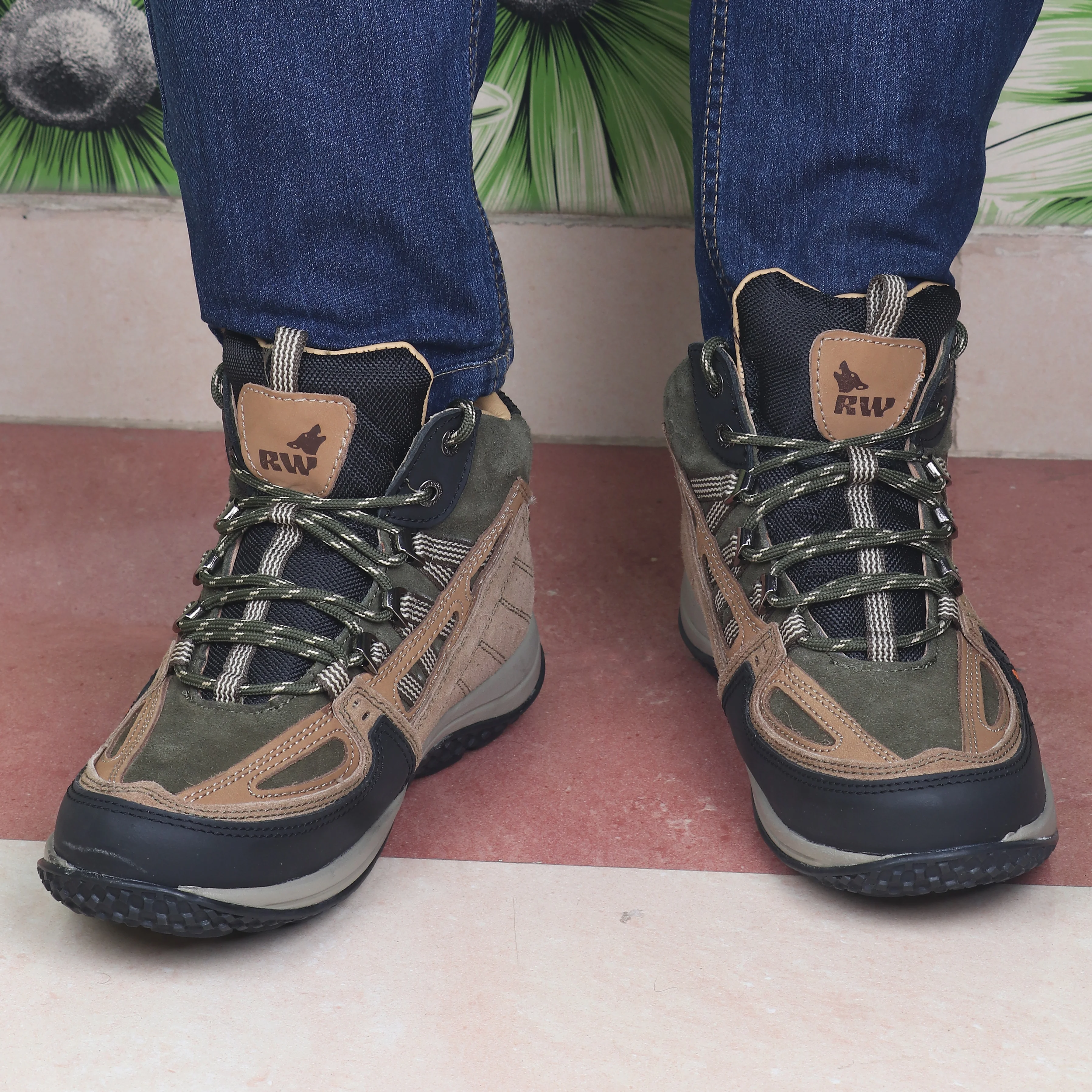 Red Chief Genuine Leather High Ankle Lace Up Olive Casual Boot Shoes For Men |RC4444 124 - Image 2