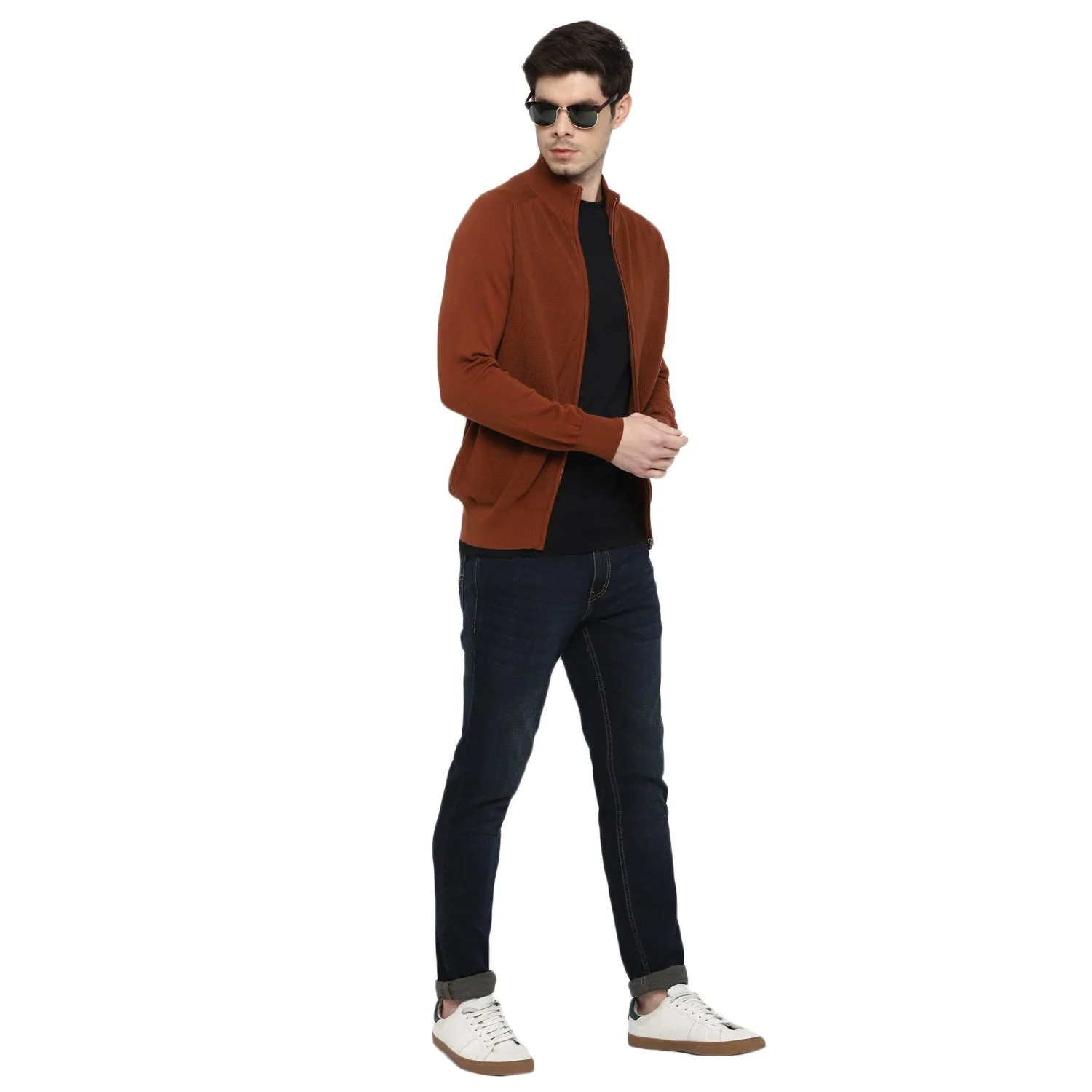 Red Chief Brown Solid Sweater for Men 8410204 003 - Image 3