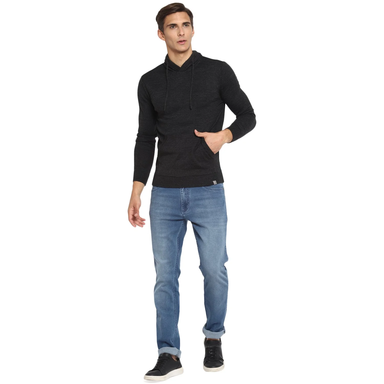 Red Chief Black Solid Sweater for Men O8410002 001 - Image 3