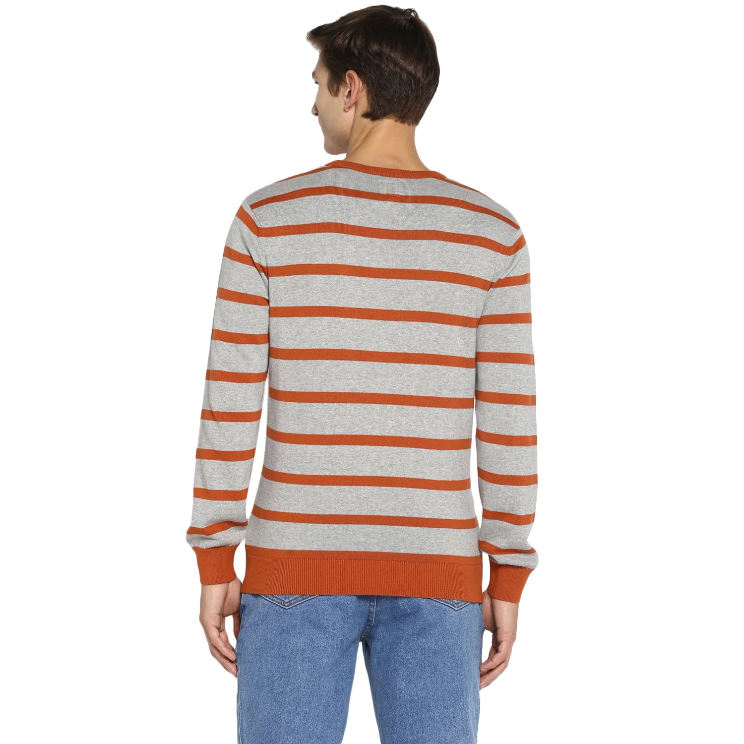 Red Chief Gray/Orange Stripper Sweater for Men O8410004 C638 - Image 4