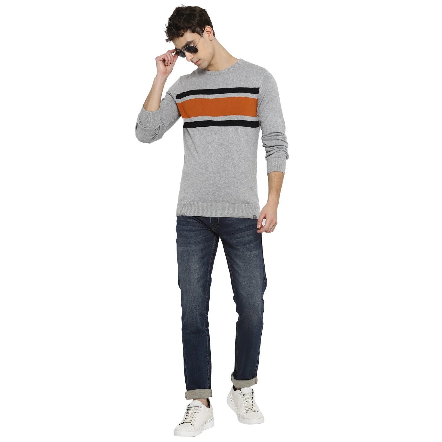 Red Chief Gray Millange Stripper Sweater for Men O8410005 G0024 - Image 3
