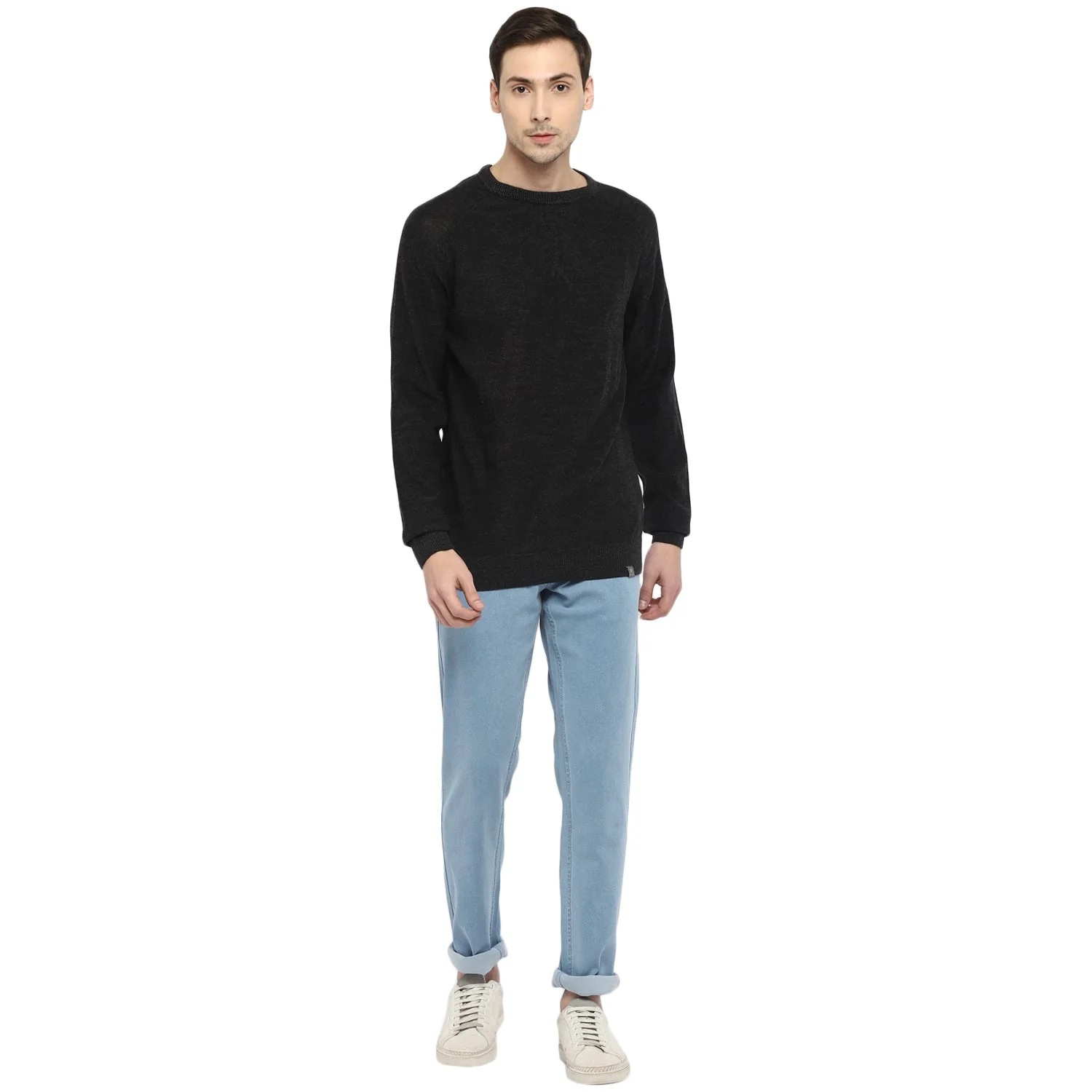 Red Chief Black Milange Solid Sweater for Men O8410008 G00177 - Image 3