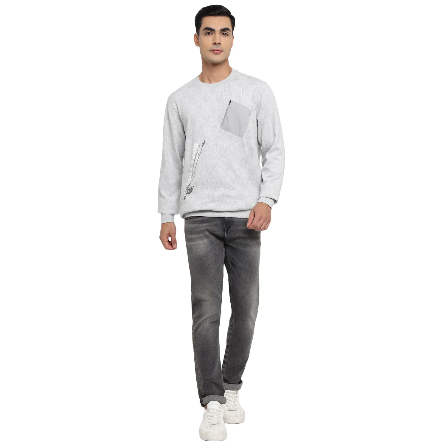 Red Chief Grey Milange Sweatshirt for Men 8310217 G00378 - Image 8