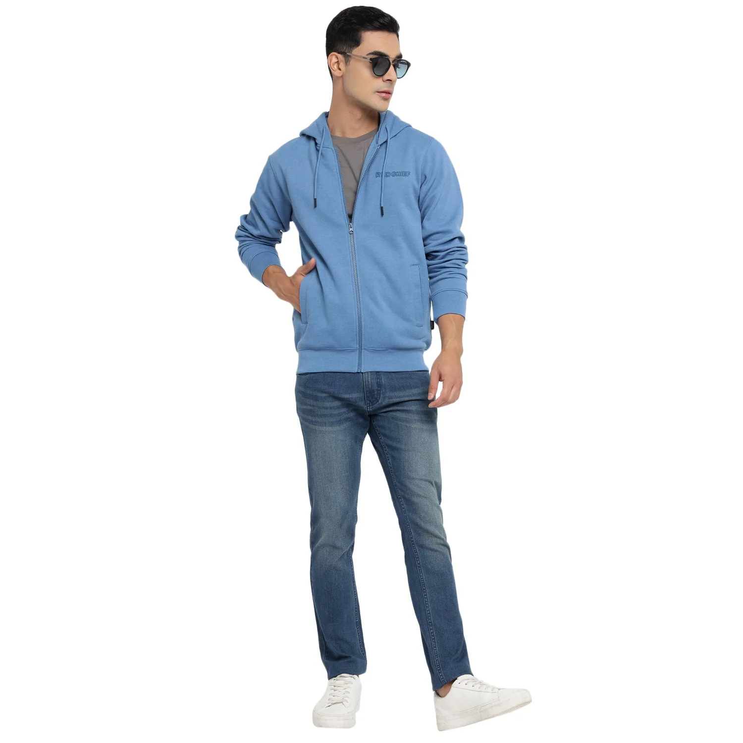 Red Chief Blue Melange Sweatshirt for Men 8310221 FG22 - Image 7
