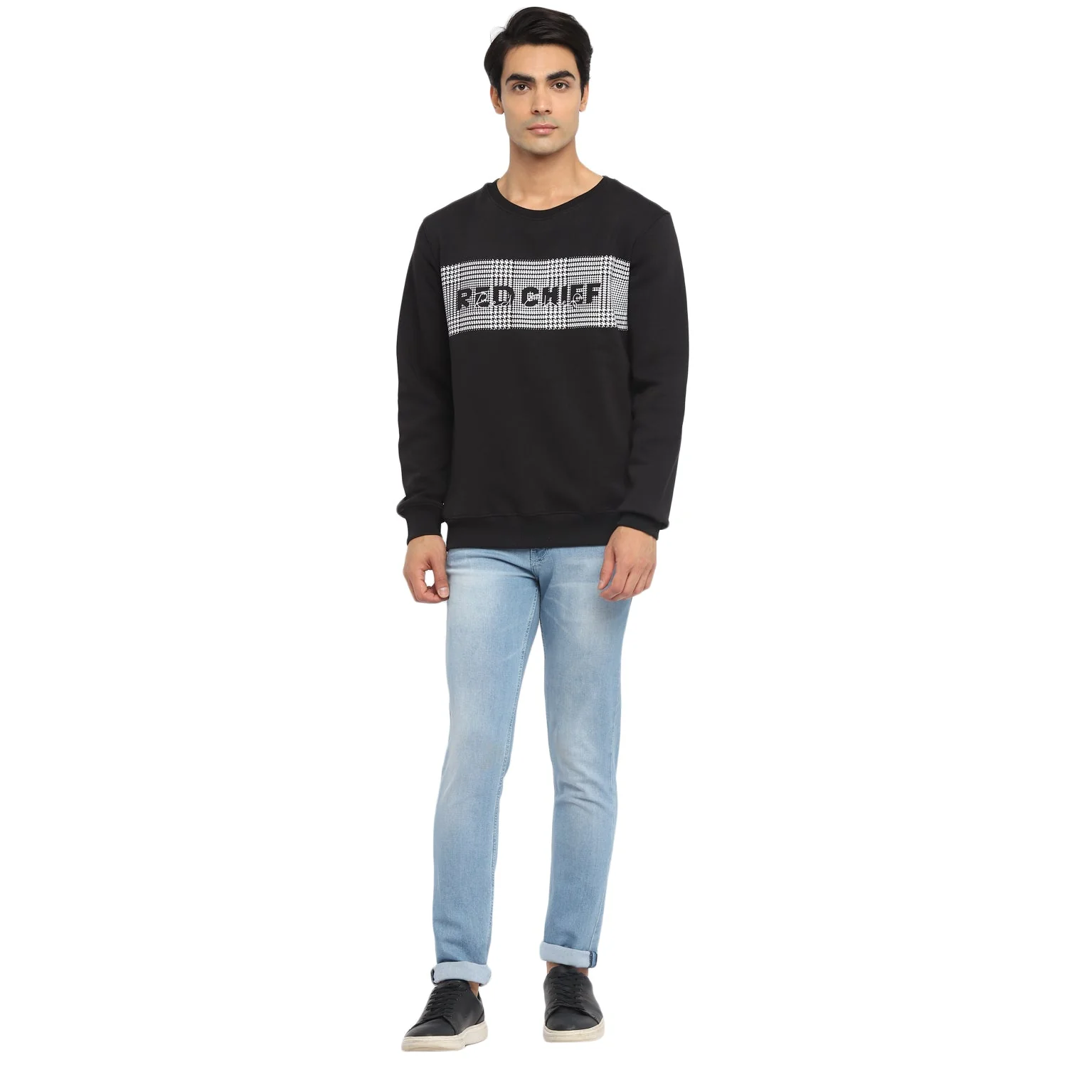 Red Chief Black Solid Sweatshirt for Men O8310019 001 - Image 3