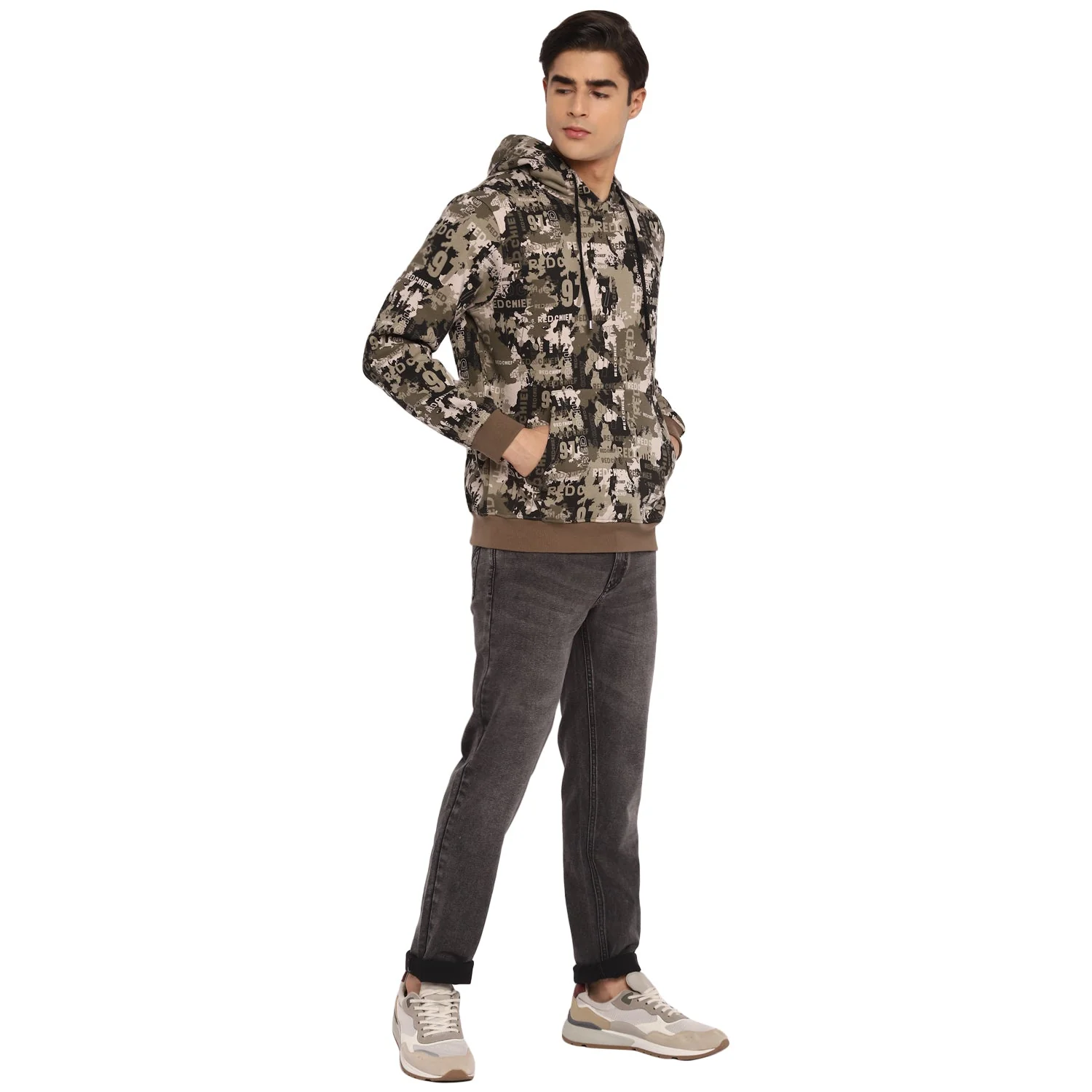 Red Chief Olive Solid Sweatshirt for Men O8310022 G0044 - Image 3