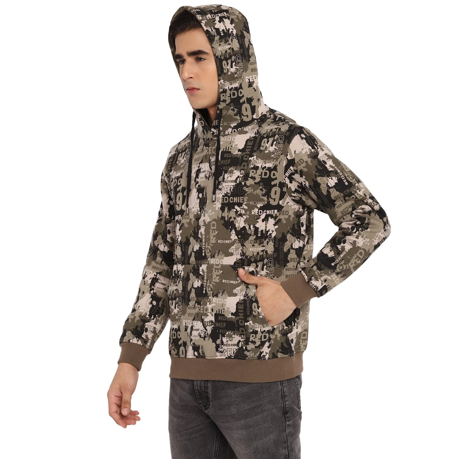 Red Chief Olive Solid Sweatshirt for Men O8310022 G0044 - Image 5