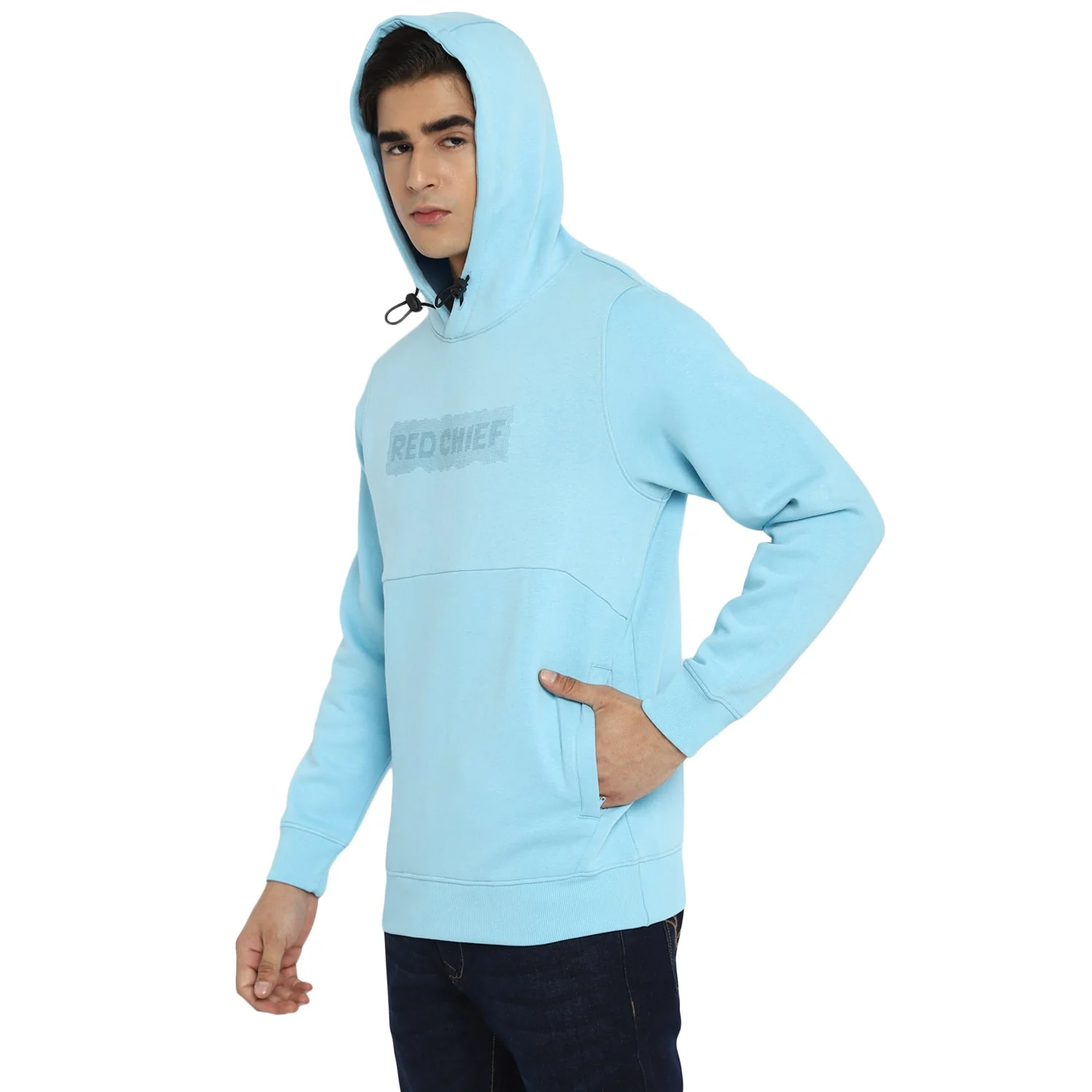 Red Chief Sky Blue Solid Sweatshirt for Men O8310024 060 - Image 5