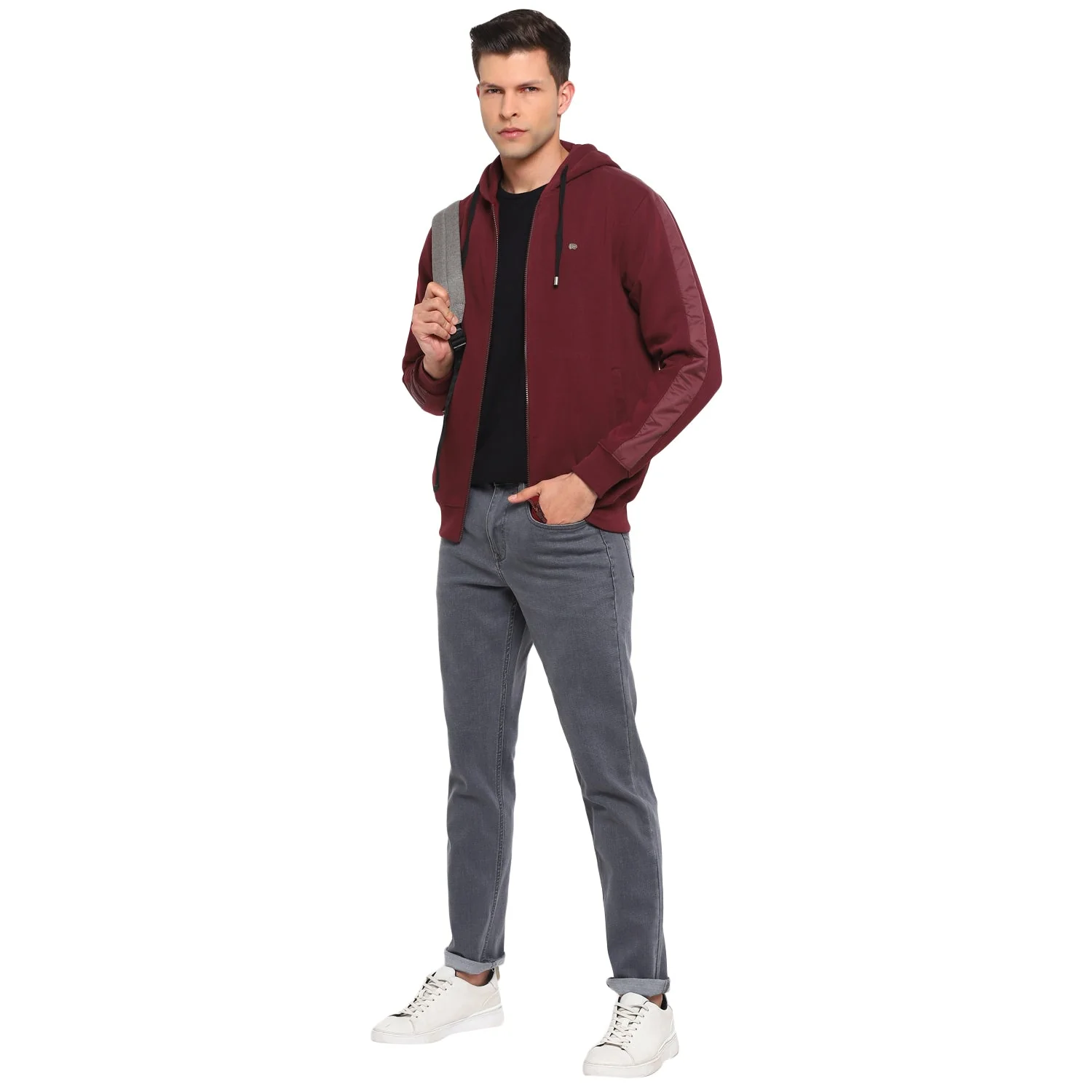 Red Chief Maroon Solid Sweatshirt for Men O8310025 376 - Image 2
