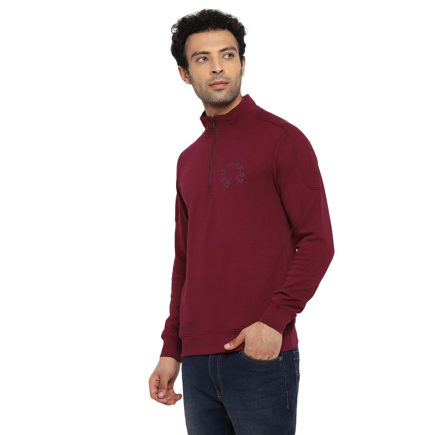 Red Chief Maroon Solid Sweatshirt for Men O8310026 376 - Image 5