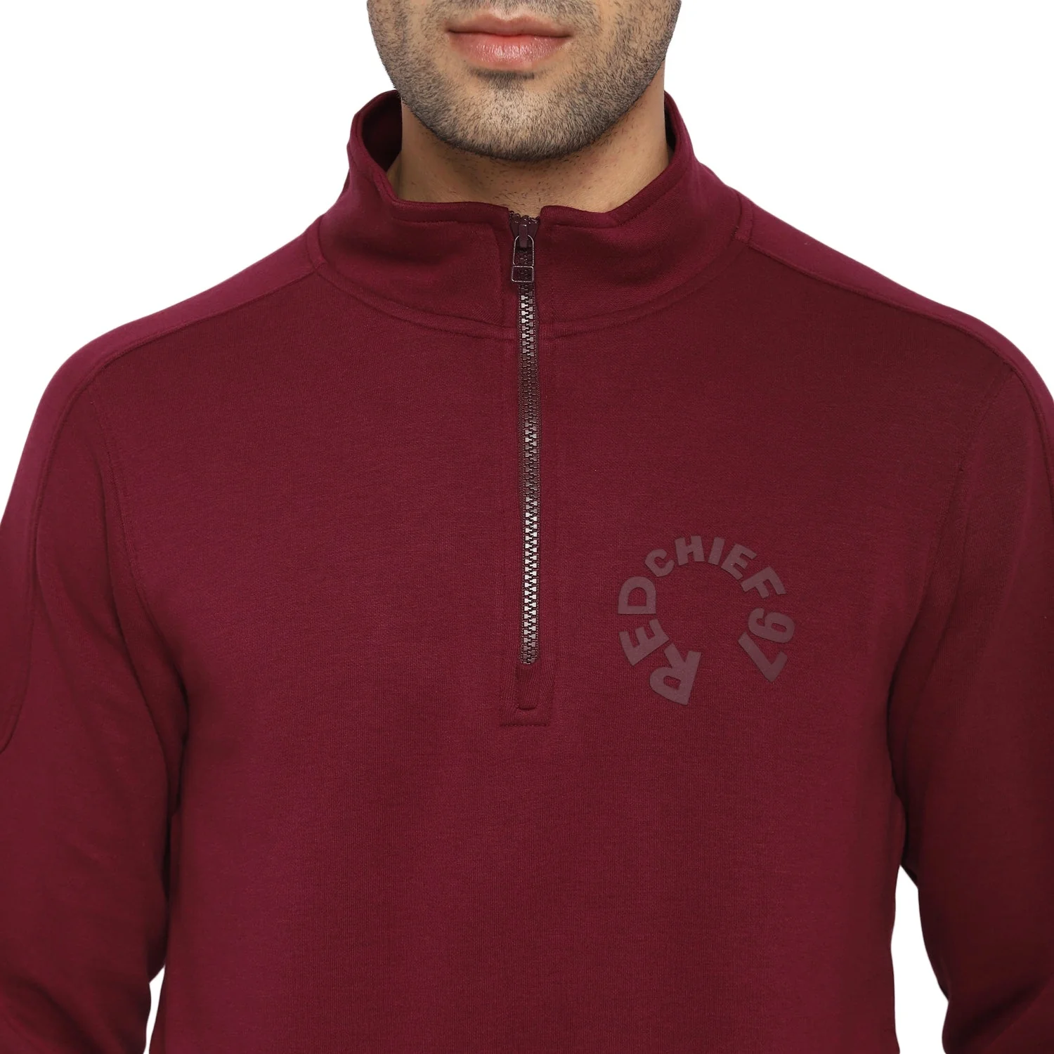 Red Chief Maroon Solid Sweatshirt for Men O8310026 376 - Image 7