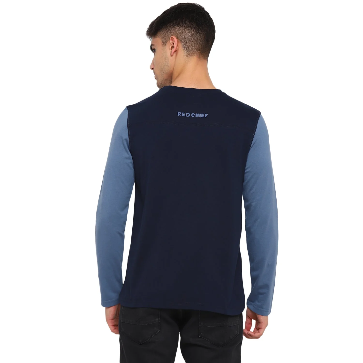 Red Chief Blue/Navy Cut And Sew T-Shirt for Men O-8220037 141 - Image 4