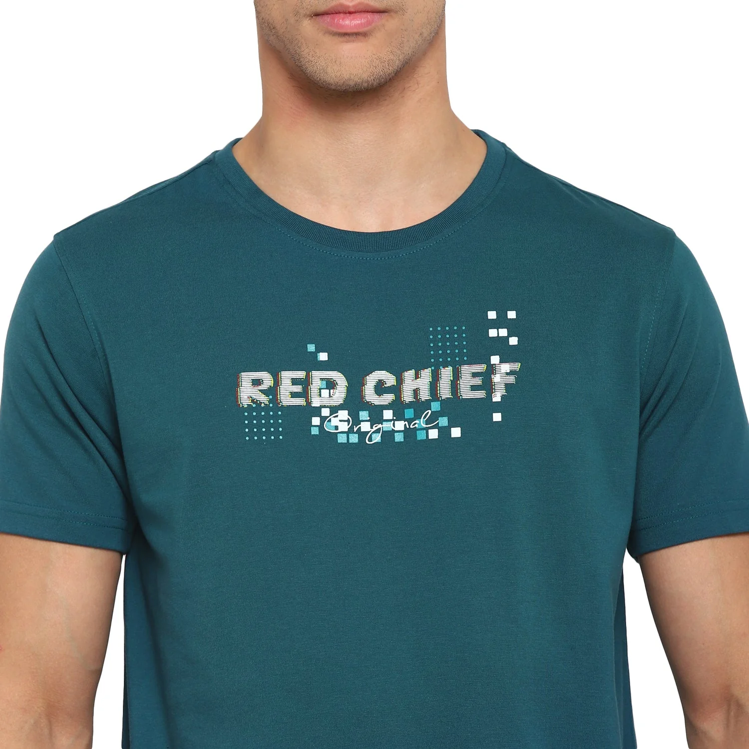 Red Chief Teal Solid T-Shirt for Men O-8220040 FG05 - Image 7