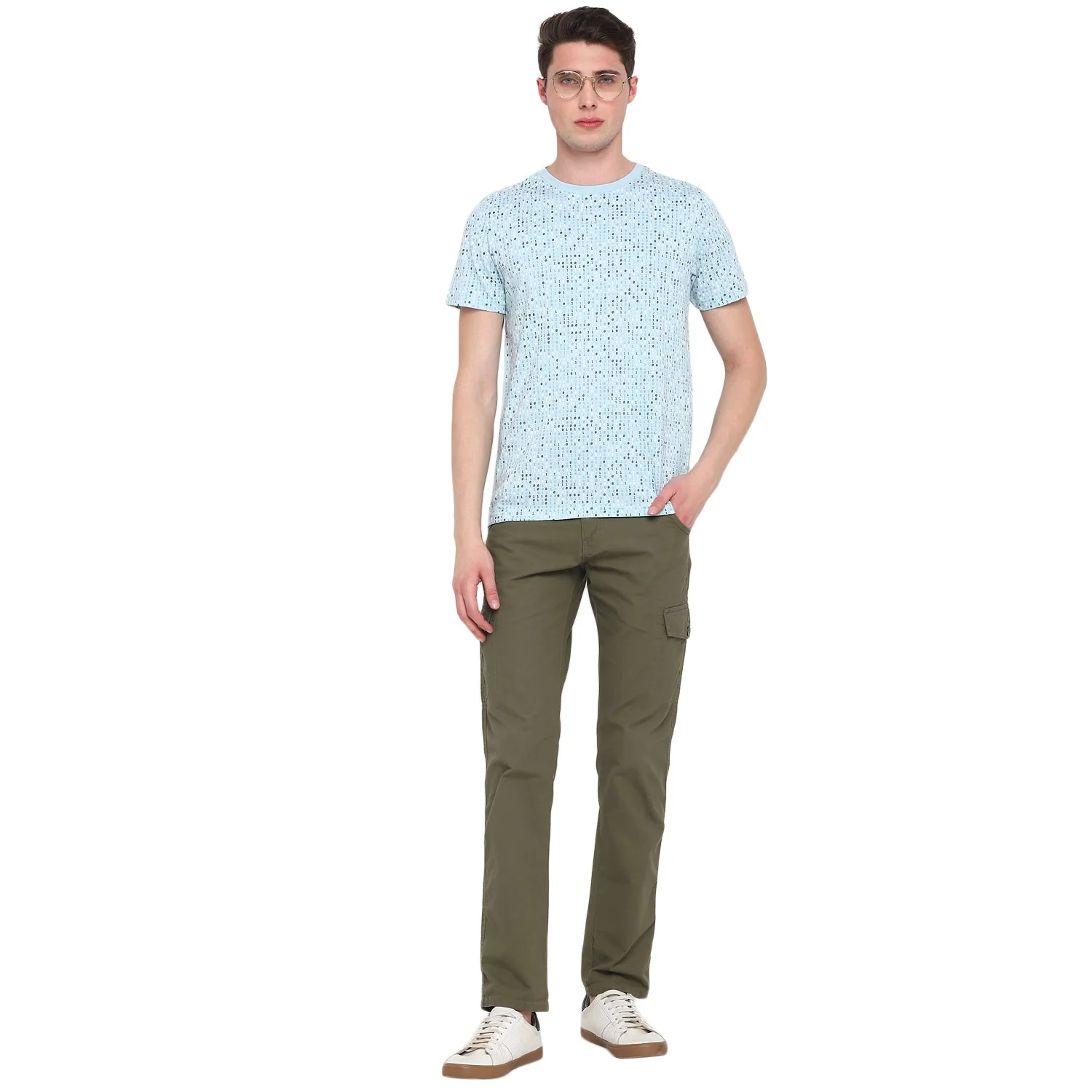 Red Chief Light Blue Aop Printed T-Shirt for Men O-8220041 081 - Image 3