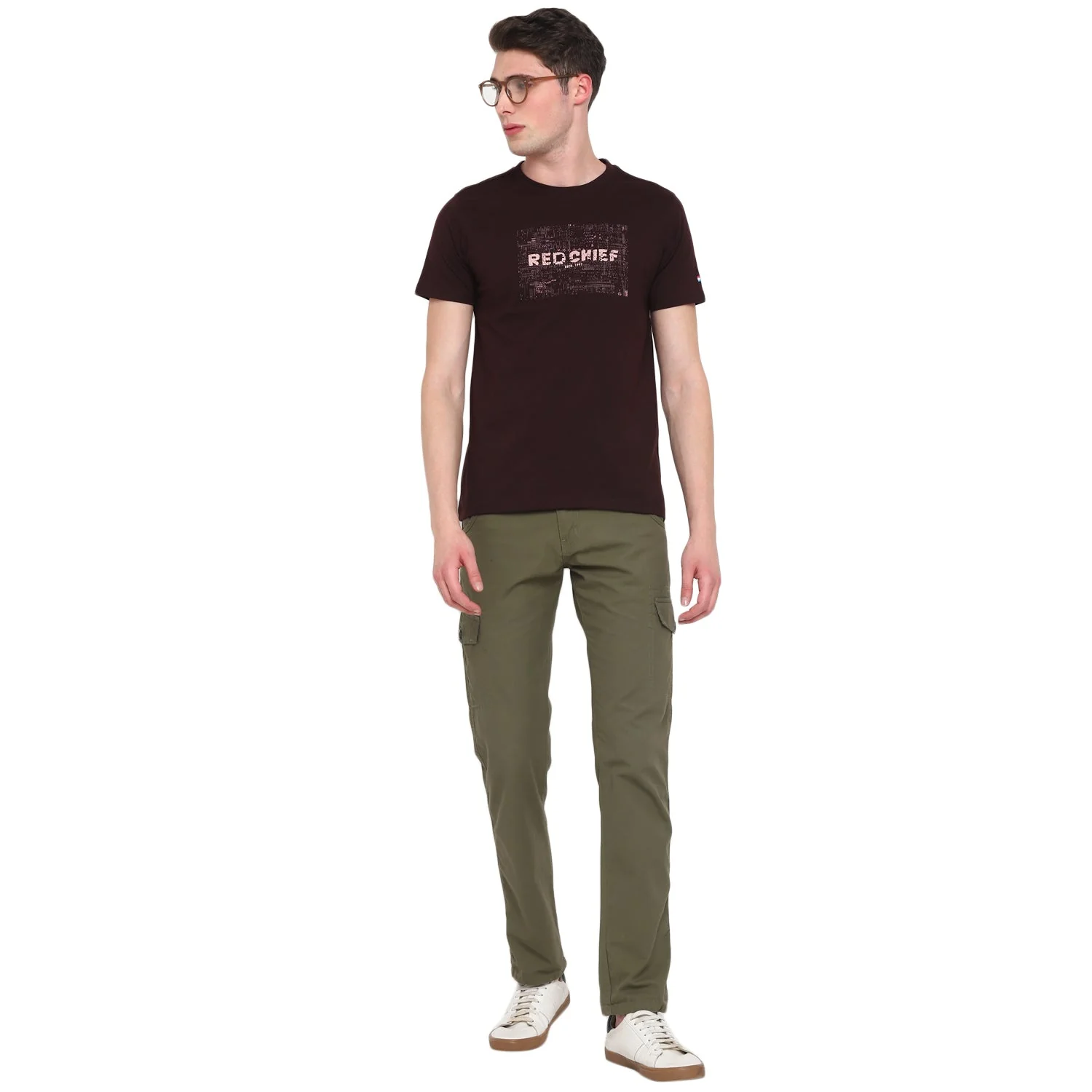 Red Chief Brown Solid T-Shirt for Men O-8220042 003 - Image 3
