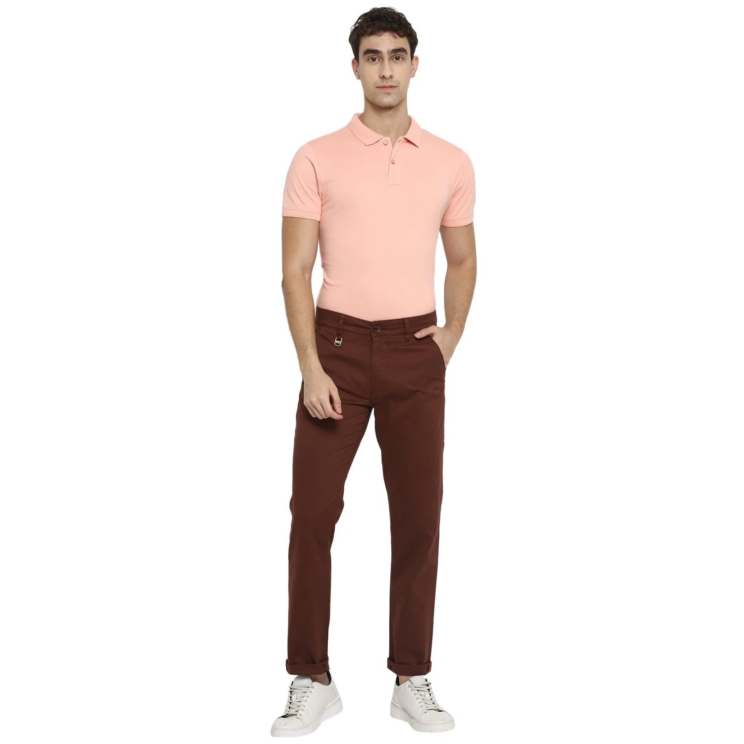Red Chief Maroon Solid Trouser for Men T8560147 376 - Image 4