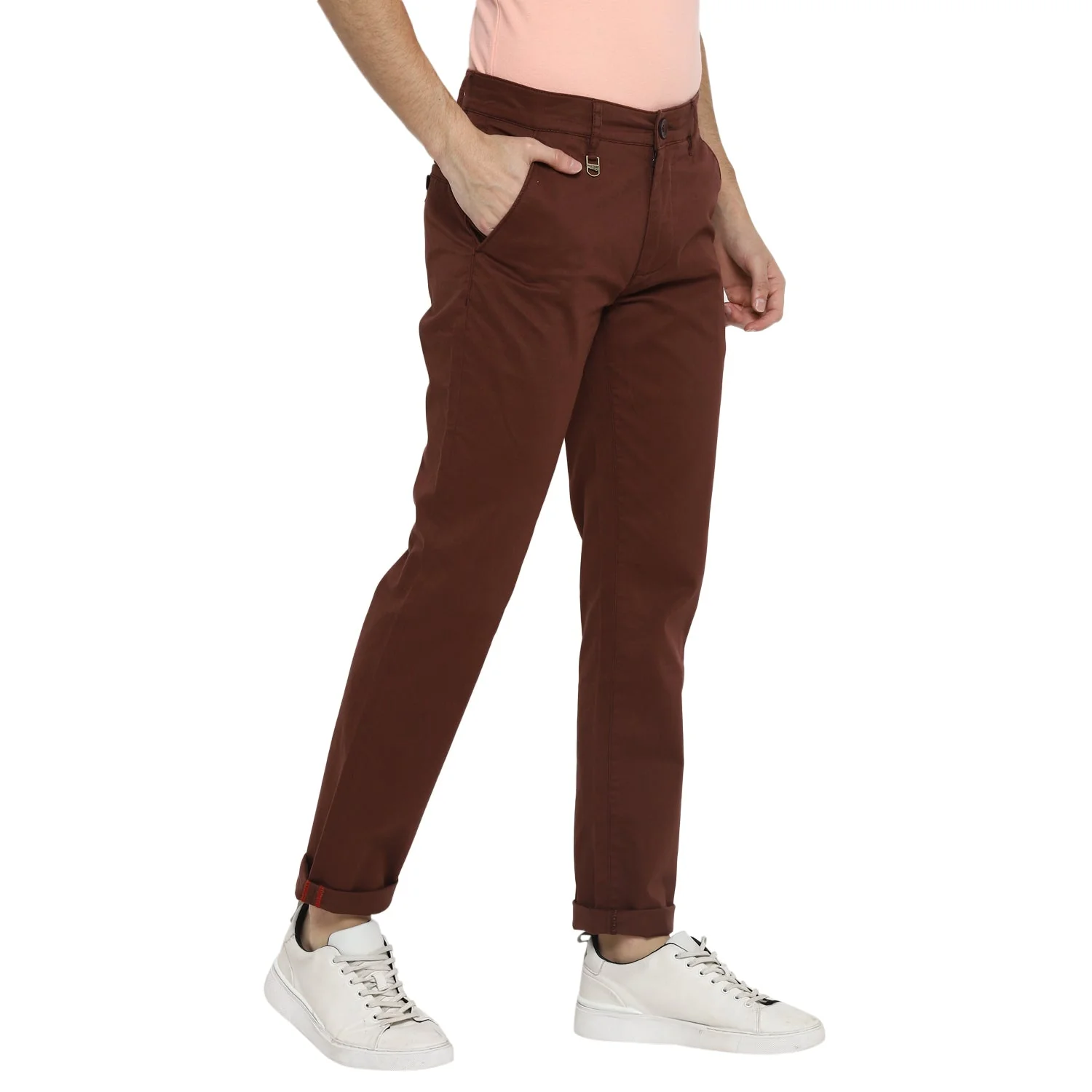 Red Chief Maroon Solid Trouser for Men T8560147 376 - Image 7