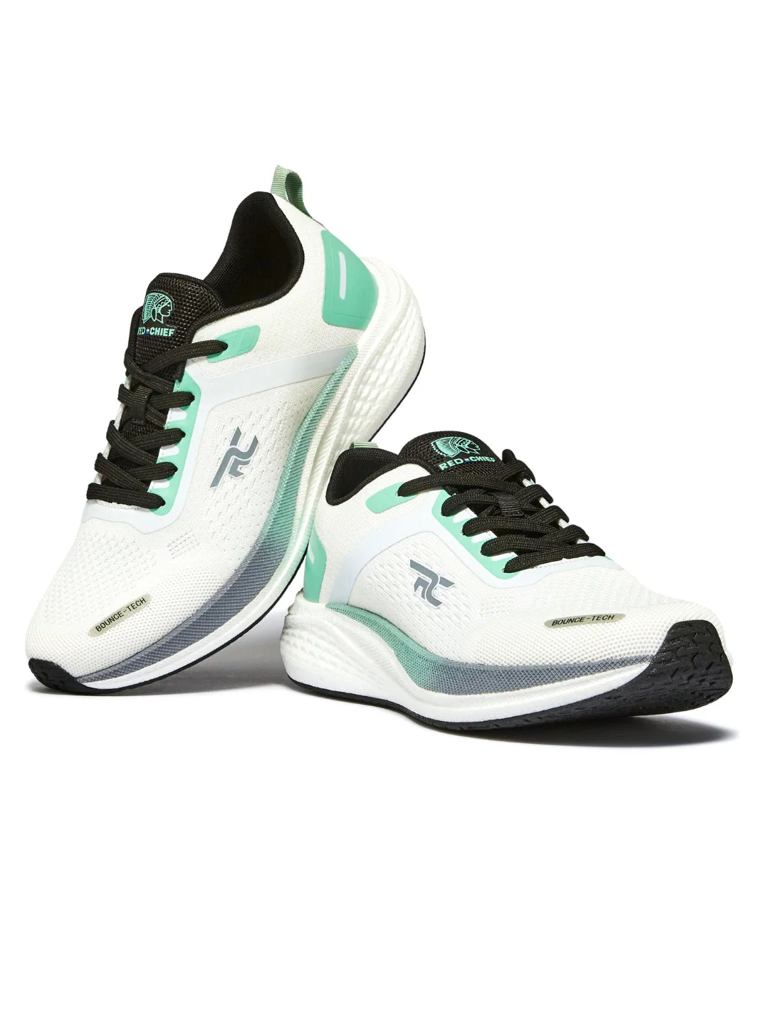 Red Chief Sports White-Green Running Shoes For Men R1710 F055A - Image 3