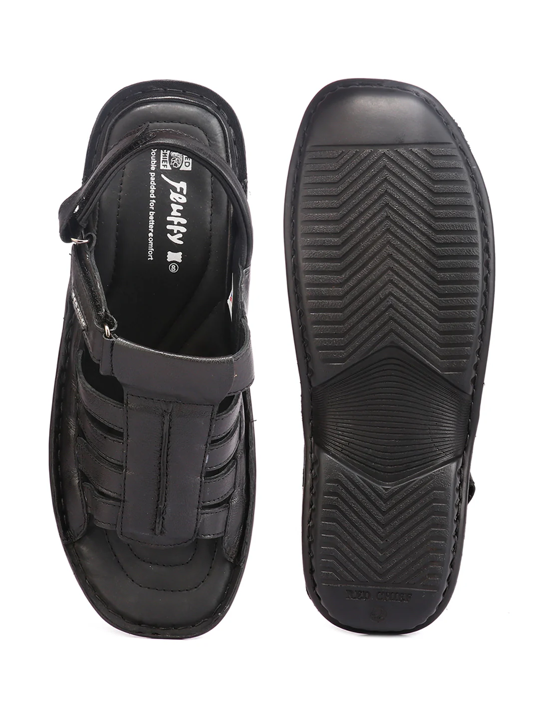 Red Chief Black Sandal for Men RC7018 001 - Image 3